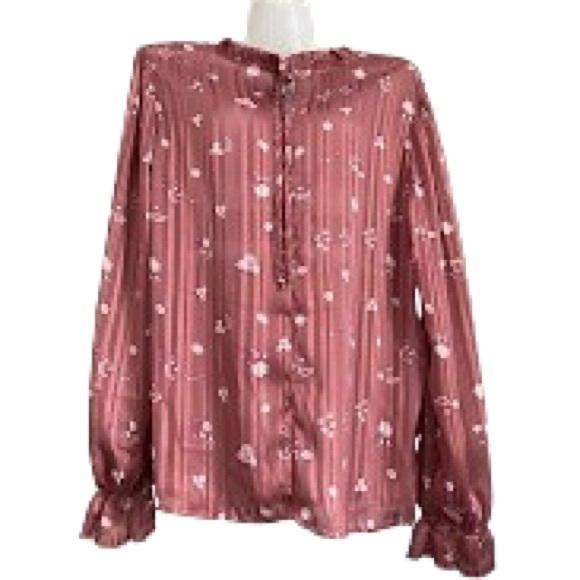 Shirred Sheer Floral Blouse 3rd + Malt - Picture 12 of 15